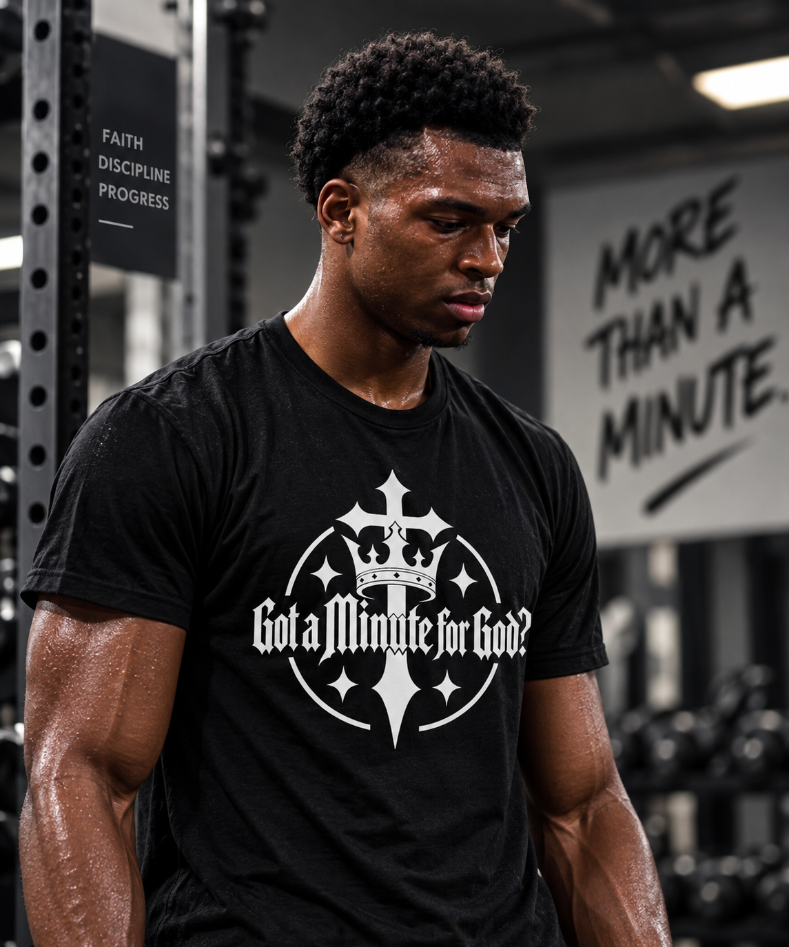 Aj Headley in a black GAMFG tshirt with a white logo