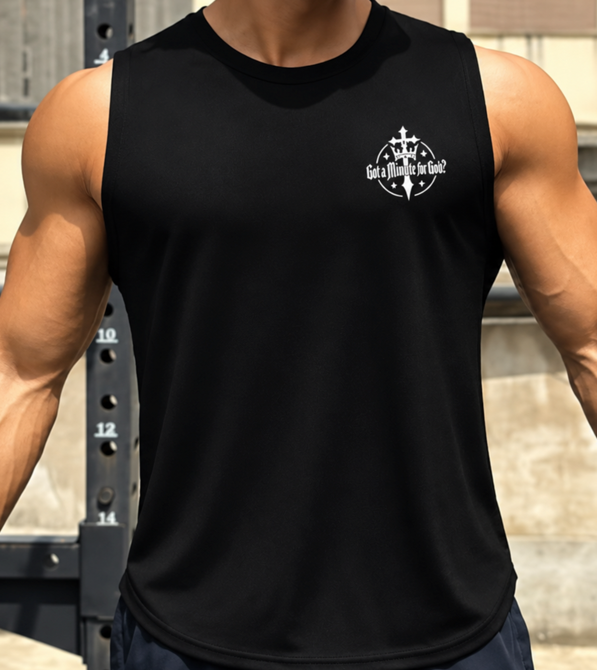 GAMFG Athletic Muscle Tee in black with white chest logo